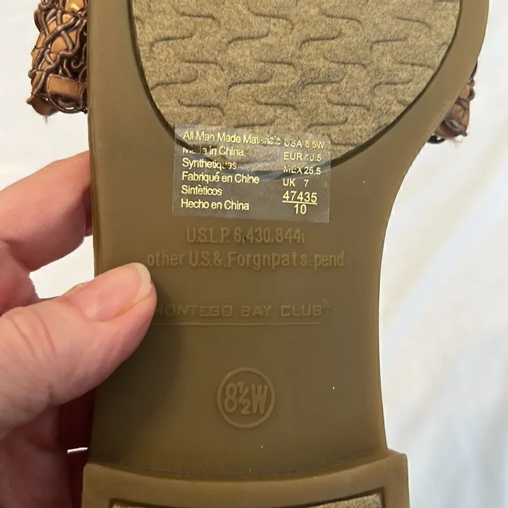 Montego Bay size 81/2 W comfy tan and brown slide sandals look new